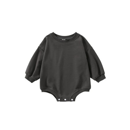

Wassery Infant Baby Girls Boys Rompers Solid Color Long Sleeve Crew Neck Jumpsuits Newborn Unisex Bodysuits Spring Clothes 0-18M