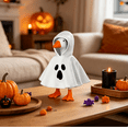 thumbnail image 4 of 7 inch Mini Desk Goose Outfits, Ghost Hooded Cape Porch Goose Outfits with Cute Face Print, for Halloween Birthdays Holiday Gift Home Decor (GhostScream Desk Goose), 4 of 5