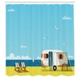 thumbnail image 3 of Ambesonne Summer Shower Curtain, Coastline Clouds Scenery, 69"Wx70"L, Aqua Navy Yellow, 3 of 5