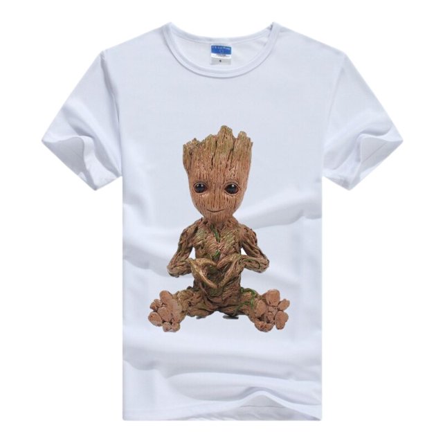 Camiseta con estampado de dibujos animados de Marvel I AM GROOT para mujer, blusa Kawaii de los años 90, camisetas holgadas blancas con cuello redondo, Tops de manga corta para mujer
