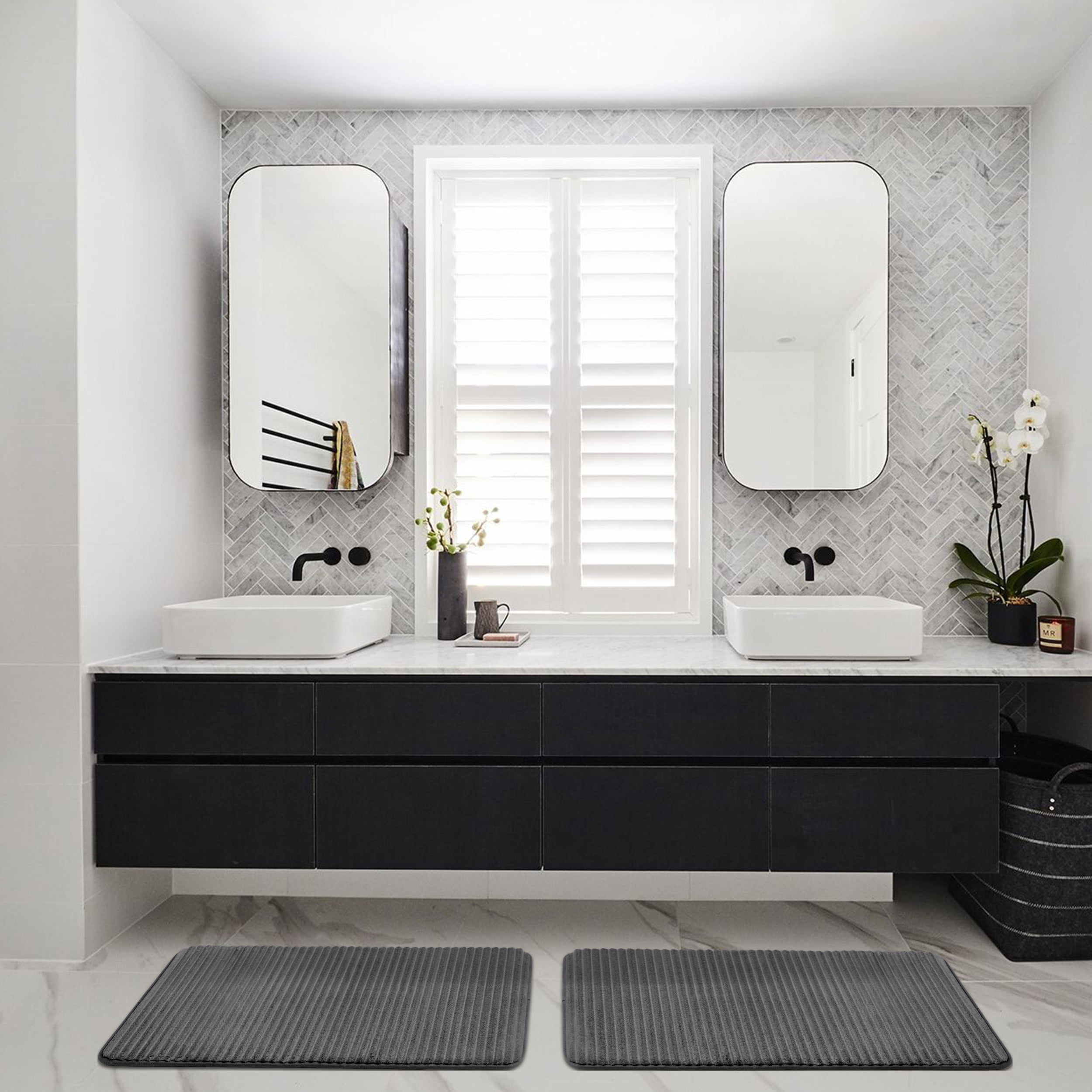 Mainstays Grey 2-Piece Performance Foam 20"x 32" Bath Rug Set