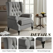 Merluxy Recliner Chair for Living Room,Classic Tufted,Widened Armrest and High Wingback,Fabric Gray