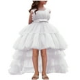 thumbnail image 2 of NAISIBABY Princess Dress for Girls, Tulle Mesh Long Hem Sleeveless Kids Wedding Party Performance Floral Dress White 2T, 2 of 8