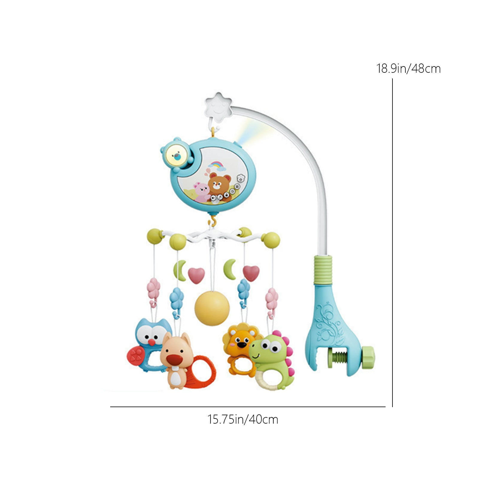 Musical Rotating Crib Mobile with Projection, Baby Bedside Decor for 0-1 Year, Soothing Lullabies Toy, 360° Rotation, Timer Function
