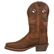 Ariat 10040348 Roughstock Patriot Square Toe Western Boots for Men - Patriot Distressed Brown - 10.5M