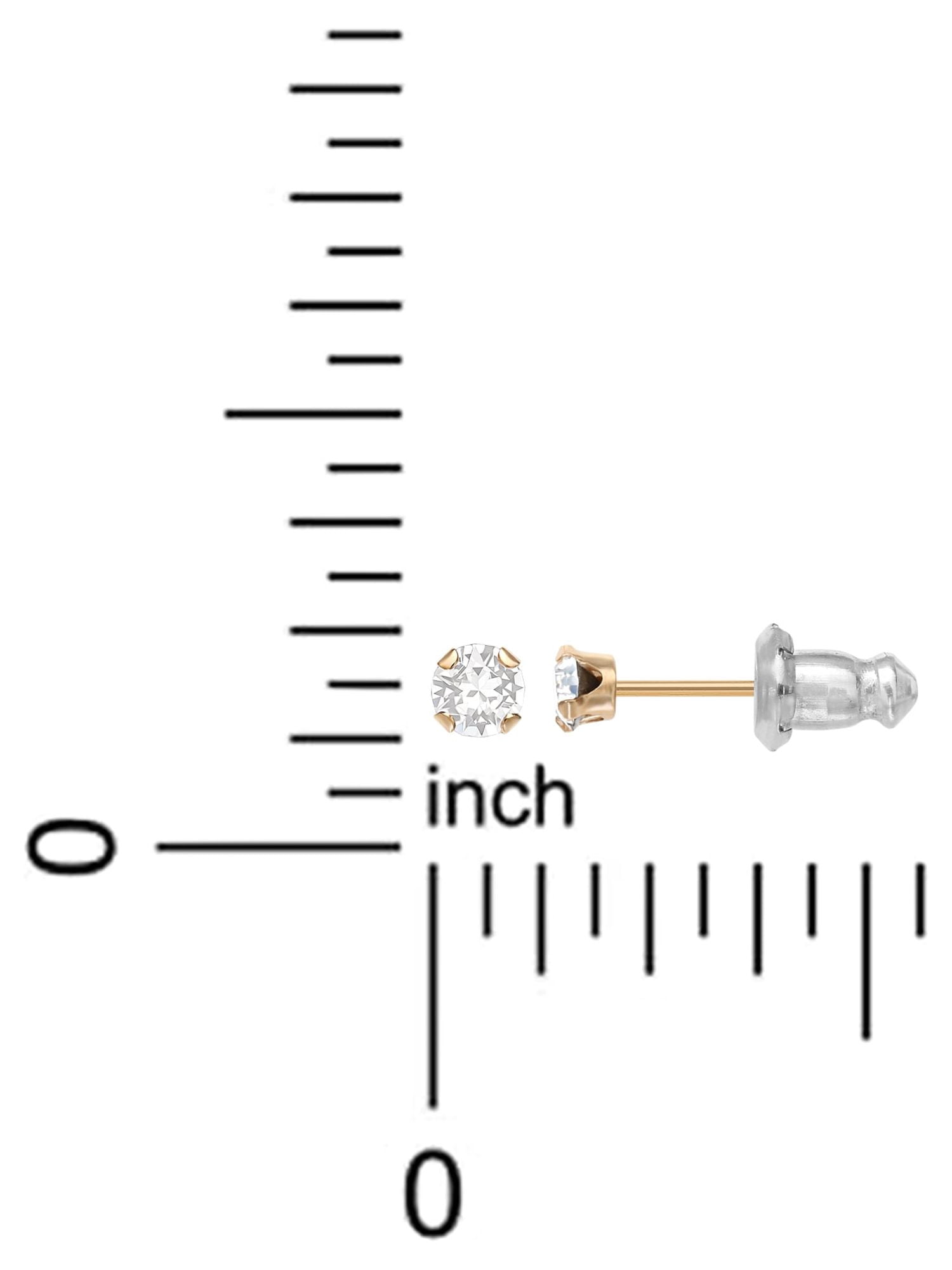 Brilliance Fine Jewelry 14K Yellow Gold Girl's April Crystal Stud Earrings