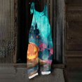 thumbnail image 6 of Halloween Jumpsuits for Women Linen Oversized Sleeveless Dressy Floral Print Adjustable Strap Rompers, 6 of 6