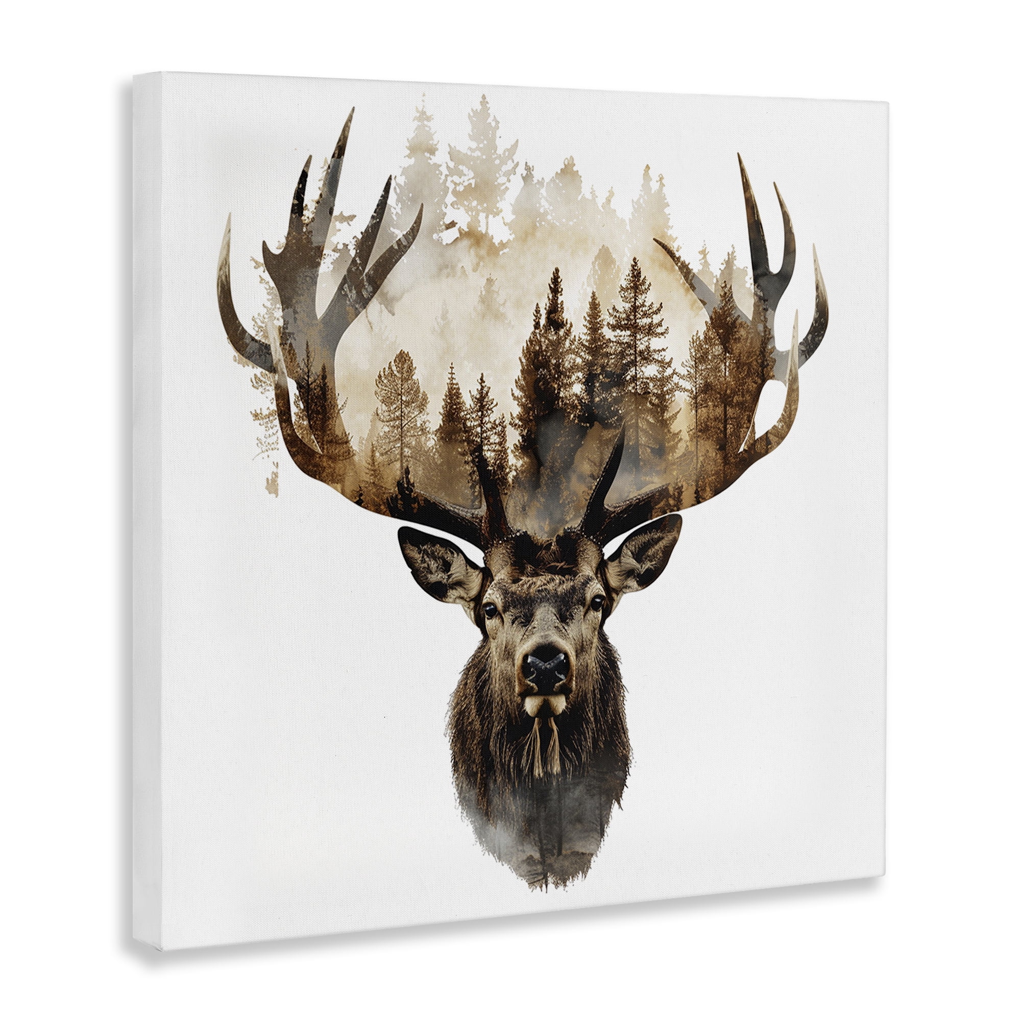 Stupell Industries Deer Forest Silhouette Animals Painting Wrapped Canvas Art Print Wall Art, 24 x 24
