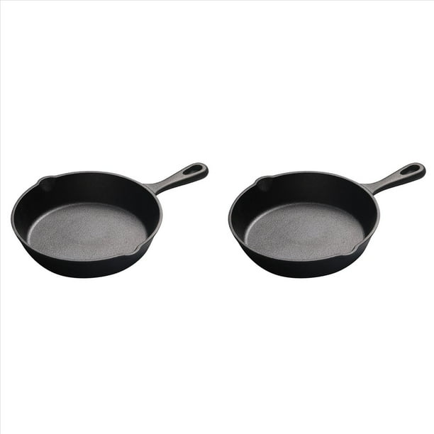 2X SartéN de Hierro Fundido SartéN SartéN de Parrilla Duradera Sin QuíMicos para Uso en Interiores y Exteriores Estufa Parrilla, Negro B