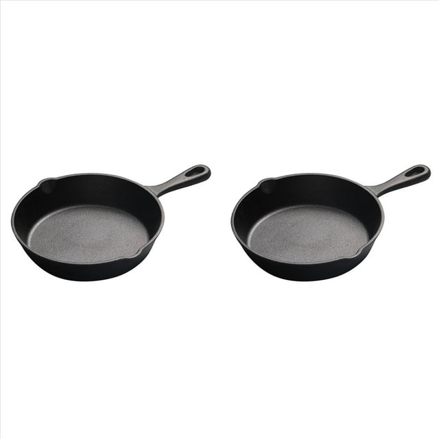 2X SartéN de Hierro Fundido SartéN SartéN de Parrilla Duradera Sin QuíMicos para Uso en Interiores y Exteriores Estufa Parrilla, Negro B