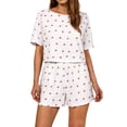 thumbnail image 2 of Bovxnpu Womens Pajamas Set 2 Piece Loungewear Set Short Sleeve Shorts Pajama Set Soft Comfortable Loungewear, 2 of 5