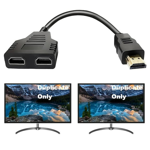 HDMI Splitter Cables Male 1080P to Dual Female 1 to 2 Way HDMI Splitter Adapter Cable for HDTV HD, LED, LCD, TV, Mirror Only Support Two The Same Size TVs at The Same Time 30cm