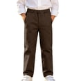 thumbnail image 3 of ZBSOKO Boys Casual Pants Straight Leg Elastic Waist Flat Front Pant with Side Pockets Solid Color School Uniform for Kids Teen 5-15 Years, 3 of 7