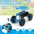 thumbnail image 4 of Ktaxon Rolling Garden Scooter, 360° Swivel Seat with Adjustable Height, Steering Handle & Tool Storage, 30.2 lbs, Blue, 4 of 10