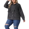 thumbnail image 4 of Agnes Orinda Women's Plus Size Denim Jacket Casual Long Sleeve Vintage Jean Jackets with Pockets 4X Dark Gray, 4 of 6