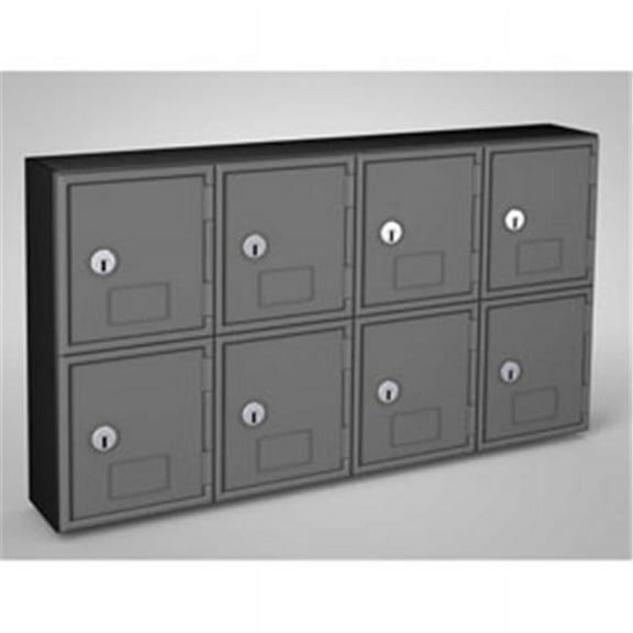 United Visual Products UVQ1052 Cell Phone Locker 8 Door with Key Lock, Black & Grey - 22 x 4 x 12.5 in.