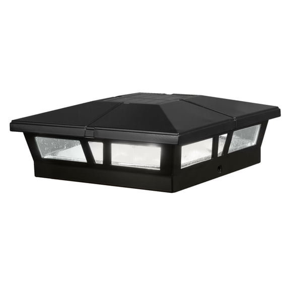 Classy Caps Cambridge Solar Post Cap - Fits 6"x6", 5.5"x5.5", and 5"x5" Posts - Black Aluminum