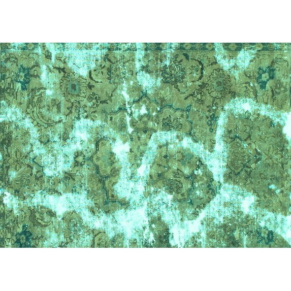 Ahgly Company Machine Washable Indoor Rectangle Abstract Turquoise Blue Modern Area Rugs, 5' x 8'