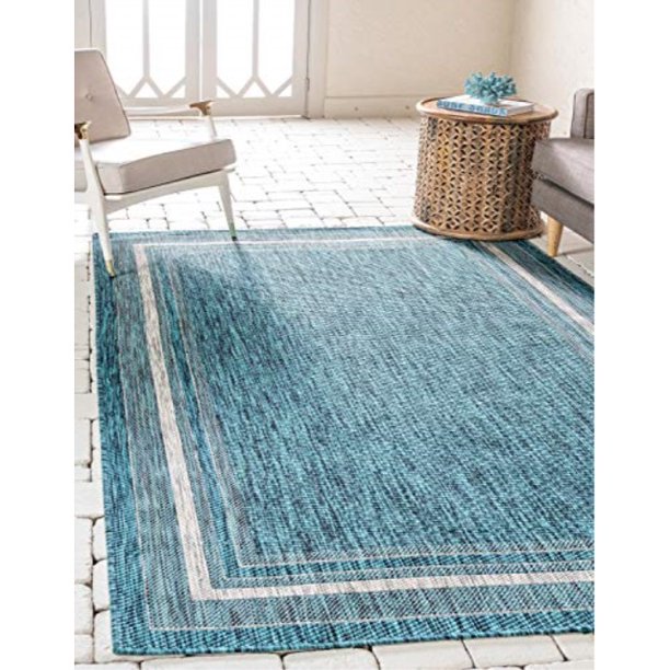 Unique Loom Soft Border Outdoor Modern Geometric Area Rug or Runner