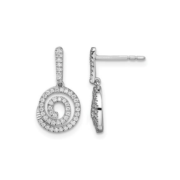 Gem & Harmony 3/10 Carat (Ctw) Swirl Diamond Earrings in 14K White Gold for Women