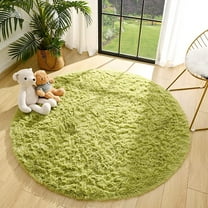 TWINNIS Round Rug Soft Fluffy Circle Rugs Shaggy Area Carpets for Bedroom, Baby Room,Nursery Room,5'x5,Green