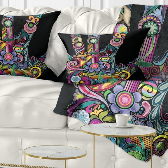 Designart Rainbow Hand with Multi Colors - Abstract Throw Pillow - 12x20