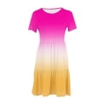thumbnail image 4 of AherBiu Robe T-Shirt pour Femme Été Décontractée Col Rond Robe Courte Couleur Dégradée Manches Courtes Robe Mini, 4 of 5