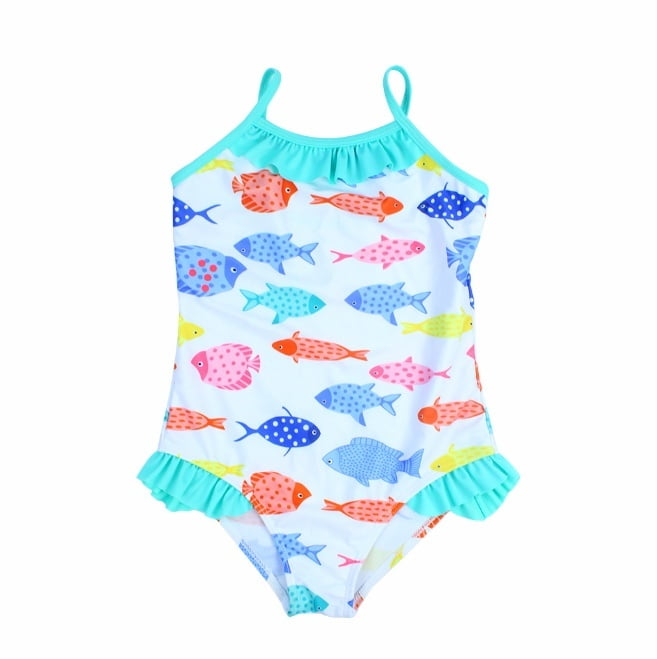 Cute One-Piece Kids Girls Swimwear Lovely Cartoon Fish Pattern ...