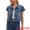 Blue, variant on Women's Cropped Cap Sleeve Button Down Collared Jean Jacket XL Blue