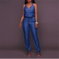 thumbnail image 5 of Black*Friday Clearance Items under $5 GaThRRgYP Women's Pants $5,Womens Casual Off Shoulder Denim Jeans Pocket Sleeveless Jumpsuits Rompers, 5 of 6