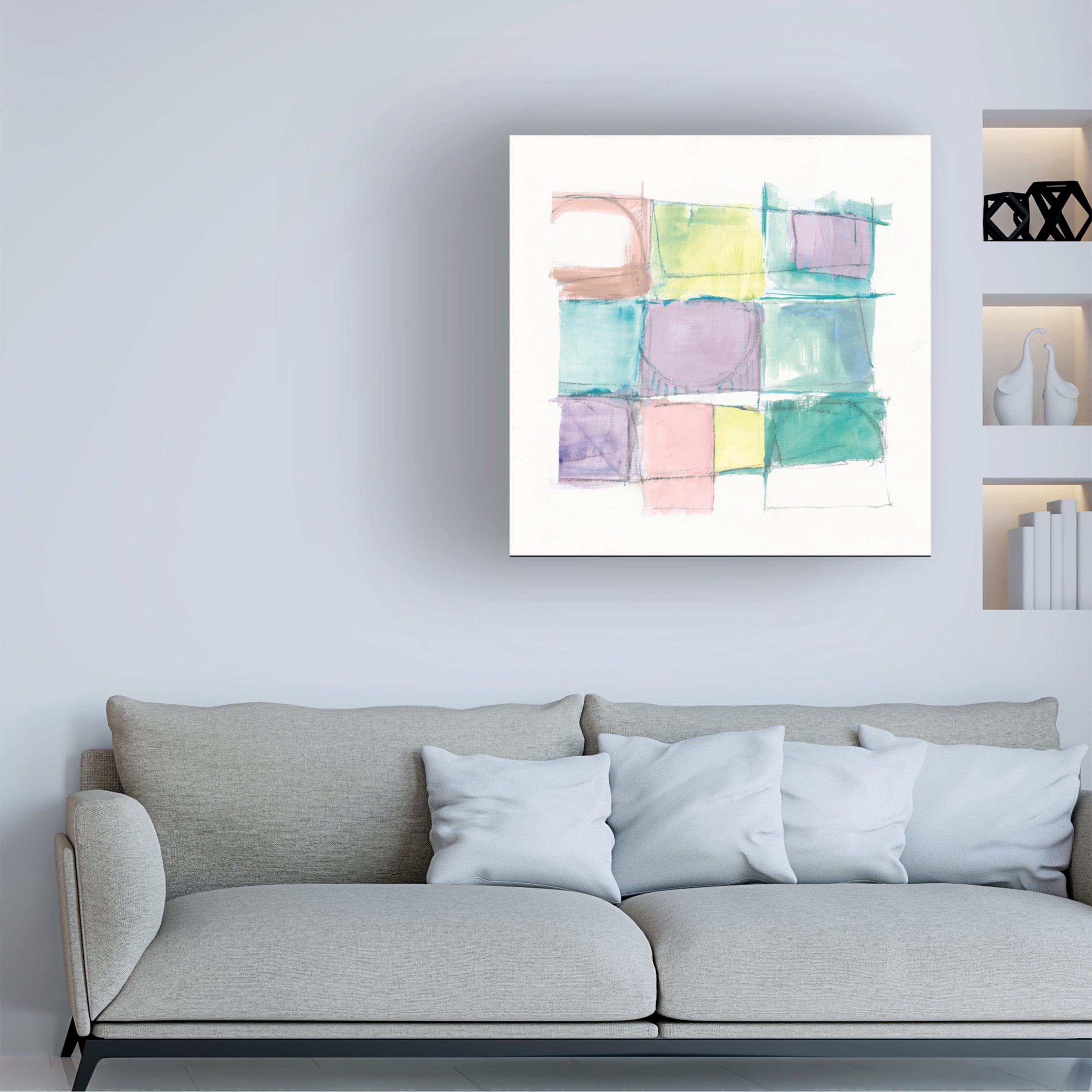 Mike Schick '131 West 3rd Street Sq II on White Pastel' Canvas Art