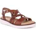 thumbnail image 1 of Remonte Jocelyn Women's Leather Sandal With Ankle Strap In Brown Size 8, 1 of 6