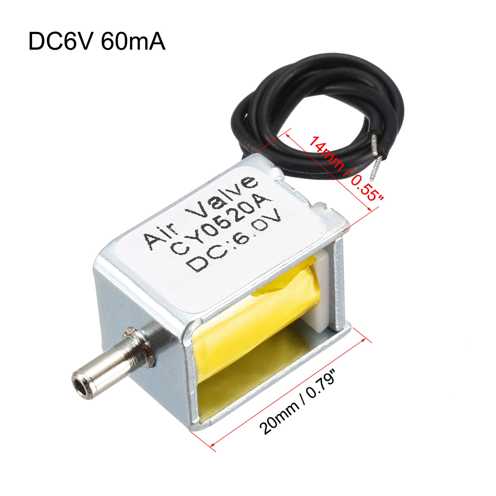 DC6V Small Electric Solenoid Valve N/C Normally Closed for Gas Air exhaust Valve 