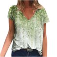 thumbnail image 2 of Sakmal Spring Tops for Women 2024 Green Short Sleeve Deep V-Neck Floral T-Shirts Shirts for Women, 2 of 4