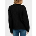 thumbnail image 3 of Casual Women Long Sleeve Sweater 2025 Fall Ribbed Knit Pullover Loose Crewneck Cable Sweater Jumper Tops, 3 of 6