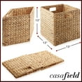 thumbnail image 3 of Casafield 13" x 13" Water Hyacinth Storage Baskets, Natural - Set of 2 Collapsible Cube Organizers, Woven Bins for Bathroom, Bedroom, Laundry, Pantry, Shelves, 3 of 8