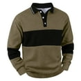 thumbnail image 2 of QHRMKOG Polo Long Sleeve Shirts for Men Casual Color Block Polo Shirt Loose Fit Collared Golf Tshirt Fashion Top Brown L, 2 of 4