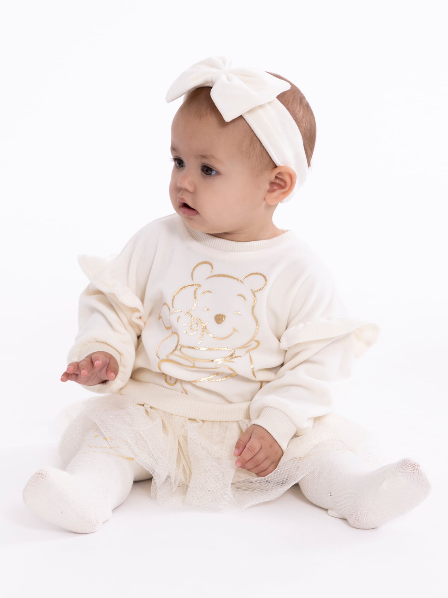 Character Baby Girls Dress Set with Tights and Matching Bow Headband, 3-Piece, Sizes 0/3 Months-24 Months