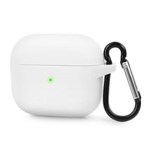 Insten Silicone Case Compatible with Airpods 3 3rd Gen 2021 Earbuds Protective Cover, Front LED Visible, with Carrying Keychain for Girls Women Boys Men, White