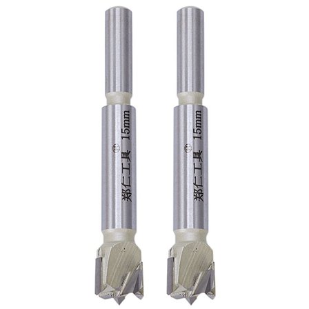 2Pcs 15mm Forstner Tip Woodworking Tool Saw Cutter Hinge Boring Bit Round Handle Carbide Tool