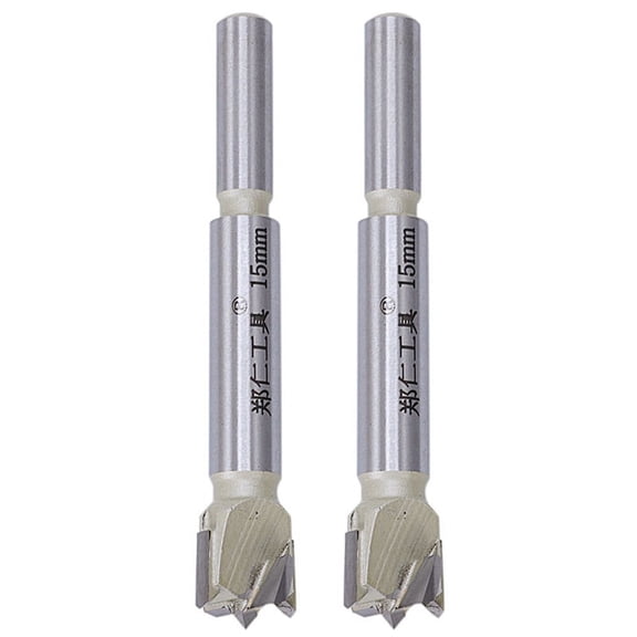 2Pcs 15mm Forstner Tip Woodworking Tool Saw Cutter Hinge Boring Bit Round Handle Carbide Tool