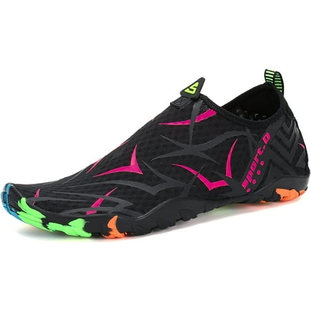 

Mens Womens Anti-slip Water Shoes Quick Dry for Aqua Sports Pink Black (Feet Long 220mm)