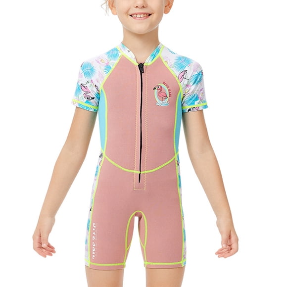 2MM Kids Wetsuit Diving Suit One-piece Girls Warm Wear-resistant Front Zipper Surf Suit for Girls Youth Teen Toddler Child Snorkeling XXL