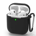 thumbnail image 1 of For Airpods Case Compatible With Airpods 1 & 2 Front-Led Visible Case Cover Skin With Carabiner Scratch-Resistant Case-Black, 1 of 6
