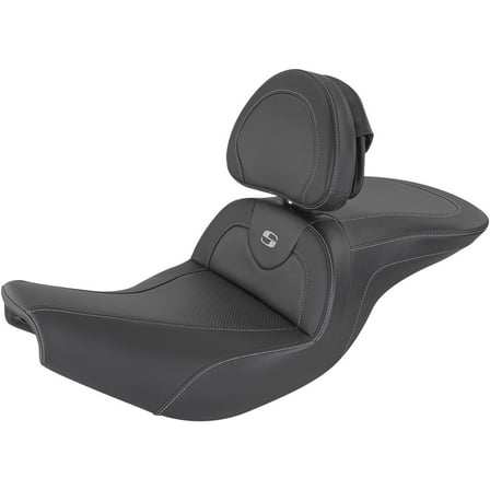 Saddlemen Heated Black/Carbon Roadsofa Seat w/Driver Backrest (I14-07-185BRHCT)