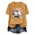 thumbnail image 4 of Tops de Cuello Alto para las Mujeres Amante Impreso Camiseta Cuello Redondo Manga Corta, Poliéster Spandex, 4 of 7