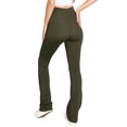 thumbnail image 2 of Love Tree Women's Juniors High Rise Bootcut 32" Inseam Yoga Leggings (M, Olive), 2 of 3