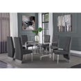 thumbnail image 2 of 7pc. 68" x 40" Glass Dining Set with 6 Chairs and Silver Stainless Steel, 2 of 4