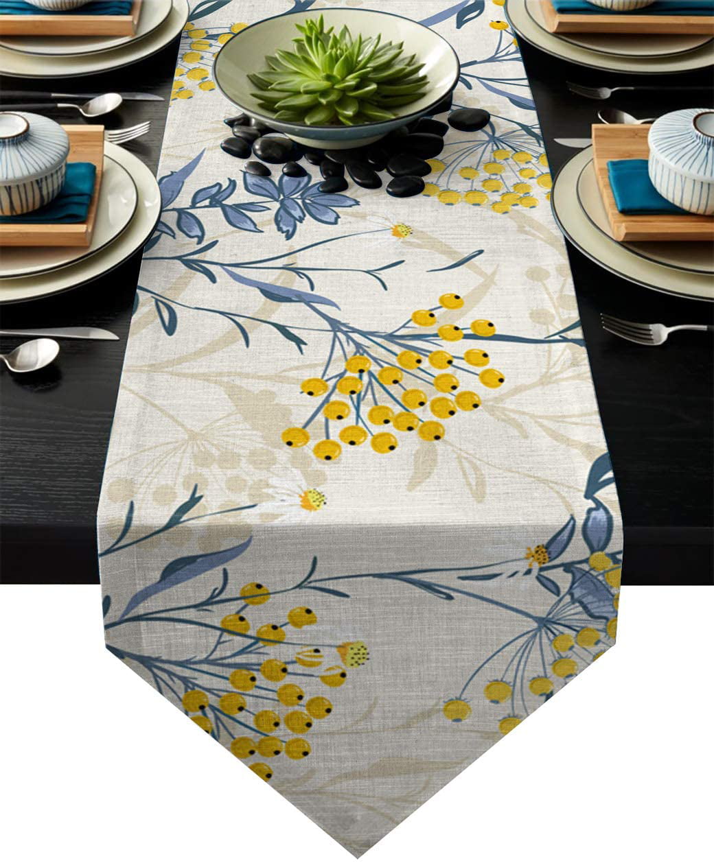 Indoor and Outdoor Festival Parties 13X90 Inch Table Runner Flower Peony Heat Resistant Dining Table Runner for Catering Events Dinner Parties Wedding