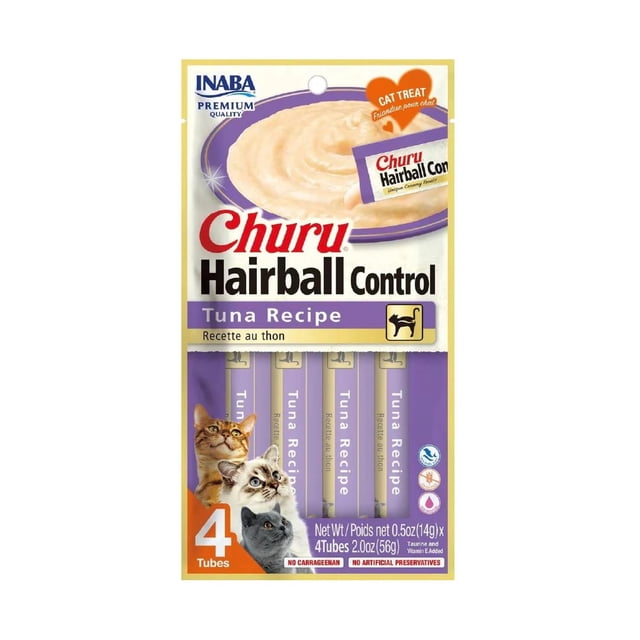 Inaba Churu Hairball Snack Premio Cremoso para Gatos 4 tubos